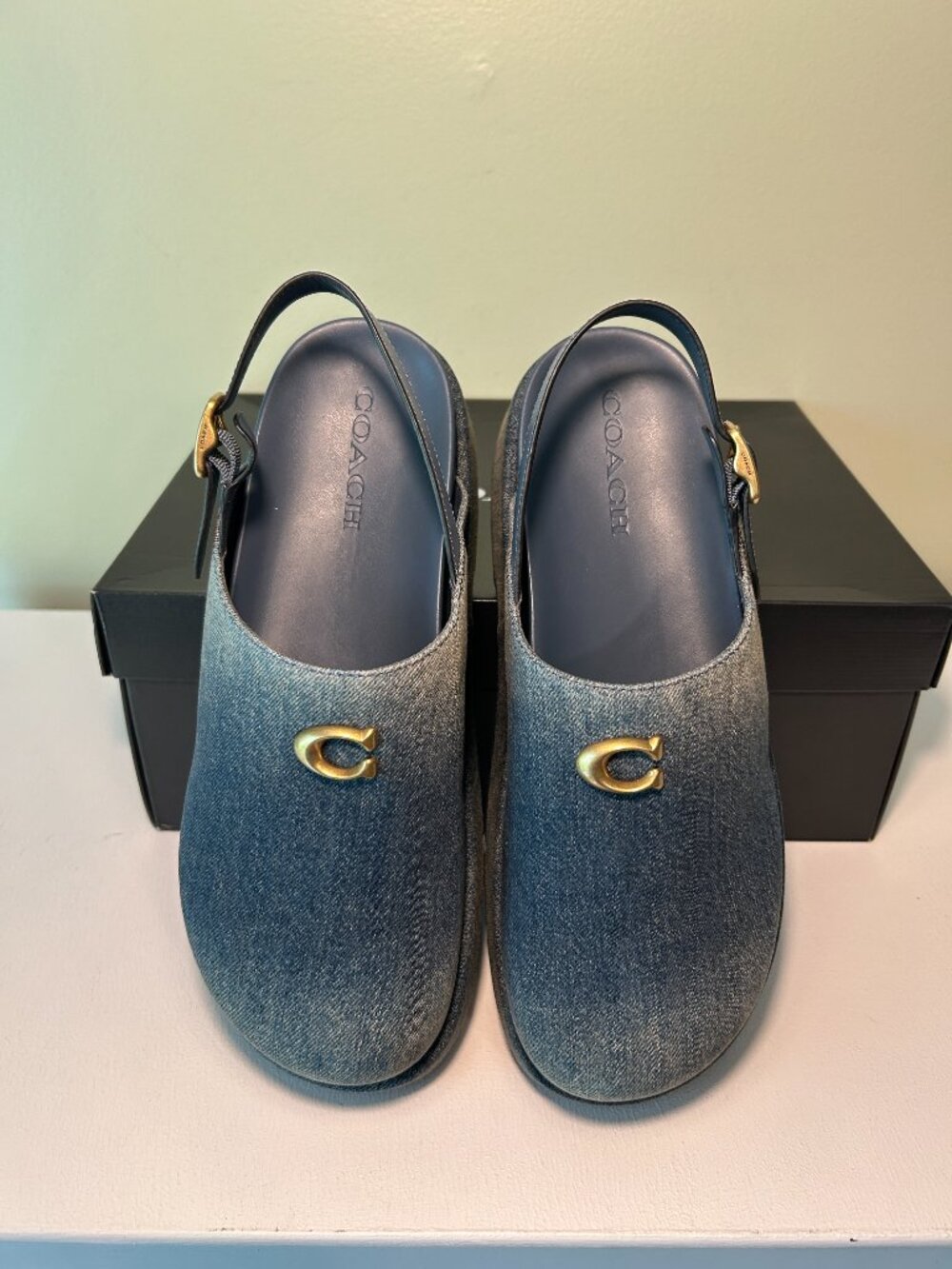 Coach Women's Sculpted C Platform Clog In Loved Denim